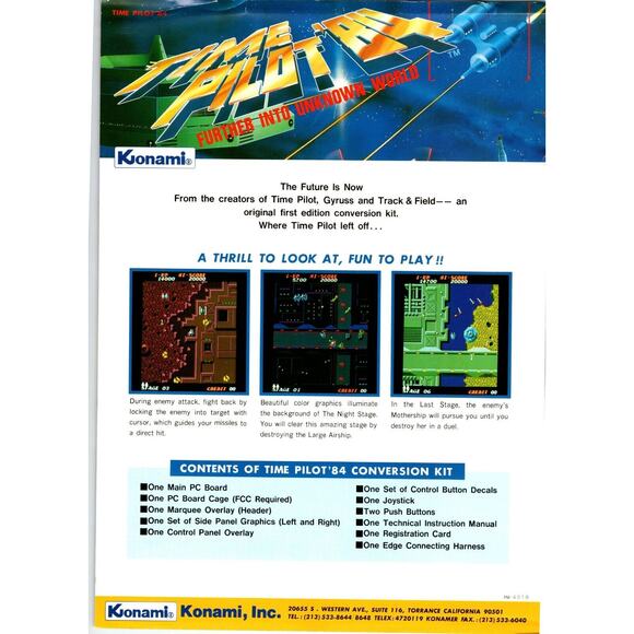 Time Pilot 84 Video Arcade Game FLYER Original Vintage RARE Oversize Space Age - Picture 2 of 2